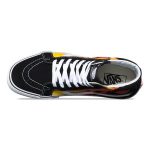 Vans Bayan Spor Ayakkabı Flame Sk8-Hi Reissue Siyah/Beyaz | 54488-568